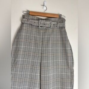 Zara High-Waist Plaid Trousers with Belt